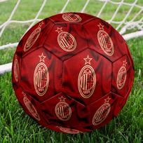 AC Milan logo Size 5 Soccer Ball, Machine-Stitched PVC, Durable & High Bounce, All Ages Fit, fan merchandise, matches & outdoor use.