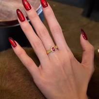 Gold Shop Same Style 9999 24K Real Gold Women'S Gold Ring Adjustable Ruby Birthday Gift Party Luxury Jewelry 12.5