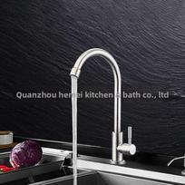 Modern Minimalism Wrench-style Control Single Cold Water High-Arc Kitchen Faucet with Brushed Finish Single Hole Installation (as the picture,Brushed)