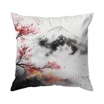 Home Decor Fuji Mountain & Cherry Blossom Pillow Covers Pattern Cushion Cover Suitable for Sofa Bedroom Car Pillow Cover 40x40cm