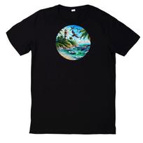 T-Shirt Buntes Buntglas Leuchtturm Motiv Baumwolle L