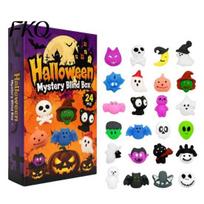 Halloween Party Favors Squeeze Toy Advent Calendar, 24 Day Ghost Pumpkin Fidget Cute Figurines Toys Set, Collectible Figures Gift Box for Kids,
