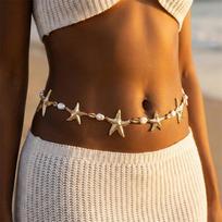 Bohemia Vacation Metal Starfish Turquoise Waist Chain for Women Summer Beach Bikini Belly Belt Party Body Jewelry Accessories