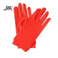 Milk Silk Satin Gloves 1 Pair Short Thin Dance Breathable Non-slip Sweat-absorption Stretch Costume Accessories Solid Color raudona