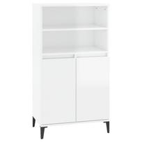 vidaXL Buffet haut Blanc brillant 60x36x110 cm Bois d'ingénierie