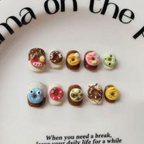Short Press-On Nails With Hand-Painted Cute Cartoon Designs Donut Style Wearable Nail Tips Women Extra Small