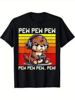 Unisexs Unisex TShirt Funny Retro Gaming Otter TShirt Vintage Arcade Pew Text Cotton Tee Streetwear Oversized ONeck Short Sleeve S