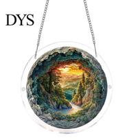 Decorative Hanging Suncatcher 7.48 Inch Circular DIY Puzzle Suncatcher, Acrylic Stained Glass Style Window Ornament, Decoration Waterproof Pendant for A
