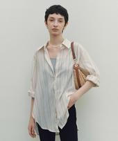 Nive Peach Stripe Over Fit Shirt (Beige) Free
