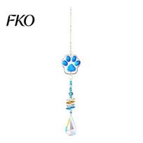 Cute Cat Paw Suncatchers Crystal Wind Chimes, for Windows Hanging, Soft Decoration Gift For Pet Owners Prism Rainbow Maker Indoor Outdoor Home Garden ežero mėlyna spalva