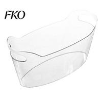 Food-grade Plastic Ice Bucket Transparent 6.5L Large Capacity Drink Cooler for Wine Beer Champagne Thick Wall Thickened Food-Grade Barrel with Handle A