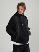 Comspace 1980 [M~2Xl] Washed Spandex Denim Oversized Hoodie Anorak Dark Gray/M
