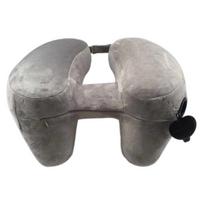 Comfortable Inflatable Travel Pillow H-shaped Neck Cushion Portable Neck Pillow  Airplane Grey NOT Hat