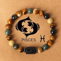 Elastic Natural Stone Bracelet Adjustable Beaded Bracelet Crystal Tiger Eye Bracelet  Holiday Pisces