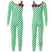 Vaikų mergaičių naujovė Candy Cane dryžuotas kalėdinis kostiumas Kalėdų Kalėdų Senelio kombinezonas šokių triko 15-16 Years žalia