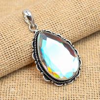 Rainbow Mystic Topaz Gemstone Handmade Jewelry 925 Solid Sterling Silver Pendant For Her 1.77 Inches balta