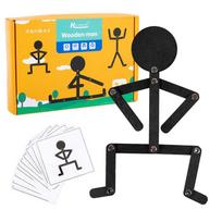Montessori Human Body Matching Stick Man Puzzle Toy for Toddlers Wooden Sports Figures Toys with Movable Joints Kids Education