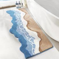 Creative Wave Shaped Bath Mat Bedroom Bedside Long Carpet Thickened Flocking Comfortable Foot mat Absorbent and Non-slip Rug 50x80cm