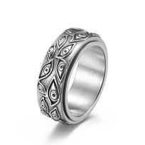 Vintage Punk Carved Devil Eyes Fidget Ring For Men Women 316L Stainless Steel Rotatable Rings Fashion Jewelry Gift 7