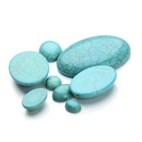 10pcs/Lot Oval Turquoises Cabochons Cameo For Jewelry Making Natural Stone Beads Cabochon Flatback Cabochon DIY Necklace Rings 6x8mm mėlyna