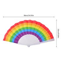 Rainbow Folding Fan 23Cm Portable Lightweight Colorful Handheld Fan for Pride Parties Weddings Birthdays Showers 38X23X0.5CM&other