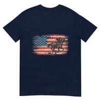 Patriotic Horse Racing Jockey Vintage American Flag Usa Tshirt S