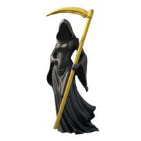 Dark Academia Themed Display 3D Printed Female Grim Reaper Statue, Hooded Faceless Gothic Resin Figurine with Detachable Vintage Style Reading Corner
