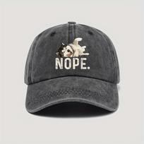 Humorous and Funny Cartoon Siberian Husky Sled Dog NOPE Design Print Washed Baseball Cap Urban Distressed Vintage Sport Style 1pc