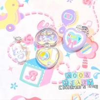 Sweet Rabbit Opening Closing Heart Locket Necklace Charm Colorful Beaded Chain Necklace Sweet Collarbone Chain Accessory