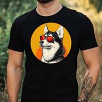 T-Shirt Herren Husky mit Sonnenbrille Motiv Baumwolle Größe XS bis 5XL XXXL