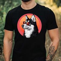 T-Shirt Herren Husky mit Sonnenbrille Motiv Baumwolle Größe XS bis 5XL XL