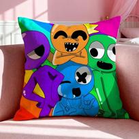 Game R-Rainbow Friends Cushion Cover Breathable Linen Pillowcase Summer Odorless Eco-Friendly Invisible Zipper Washable 30x30cm