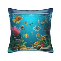 Frutiger Aero Fishies Square Pillow Cases  Cushion Covers Awesome Zipper Decor Pillowcase for Seat 40x40cm 40x40cm