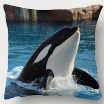 Orca Whale Cushion Cover, Realistic Ocean Animal Print Pillowcase, Marine Life Home Decor, Sofa Throw Pillow 40x40cm