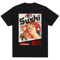 Japan Sushi Funny Graphic TShirts Unisex Unisex Fashion Harajuku T Shirt Oversized Cotton Summer Japanese Style T Shirts Streetwear XL