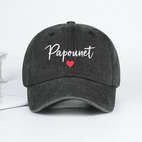 Papounet Handwritten Heart Print Vintage Washed Baseball Cap with Adjustable Strap  Casual Everyday Unisexs Fathers Day Gift