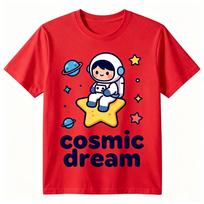 Unisexs Cotton Tshirt Cosmic Dream Letter Cute Astronaut On Star Print Short Sleeve Plus Size Space Theme Casual Streetwear Tops M