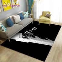 3D gražių muzikos natų srities kilimėlis, didelis, kilimas svetainės miegamojo sofos virtuvės dekoravimui, „Kid Play“ neslystantis grindų kilimėlis 60cm x 90cm gray