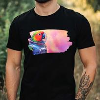 T-Shirt Herren Regenbogenlori als Astronaut Motiv Baumwolle Größe XS bis 5XL XS