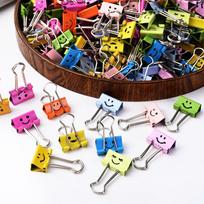 24Pcs Cute Smiley Face Binder Clips 19mm Colorful Paper Clamps For Office School Documents Organizing 24pcs mixed colors