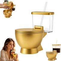 Naujovė Tualeto formos ramen dubenėlių rinkinys su įmontuotu puodeliu gėrimams ir šiaudeliu Daugkartinio naudojimo makaronų dubuo greitiems ramen sriubos užkandžiams ir smagiai virtuvei auksas