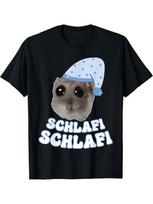 Unisex T Shirt Summer Vintage Sad Hamster Unisex Tee Streetwear Oversize Casual Trendy Oversized Short Sleeve Schlafi Funny Hamster S