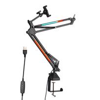 Microphone Stand Boom Arm RGB Lighting Metal Mic Arm Gaming Streaming Podcasting