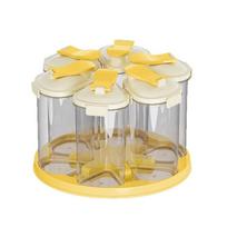 Sealed 6 Grids Grain Storage Box Food Grade Rotating Rice Container Grain Dispenser  Kitchen Use smėlis