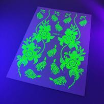 India Mehndi Flower Fluorescence Henna Tattoo Stickers  Finger Hand Legs Arm žalia