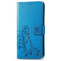 Leather Wallet Flip Case for OPPO Find X9 X9S X8 Ultra Pro Embossed Clover Floral Design, Card Holder OPPO Find X9 Pro mėlyna