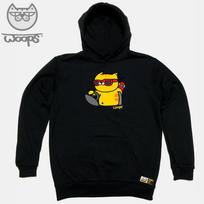 Doldol Woops_Hoody_59 Skateboard Cat Oops Character Hoodie Black/S