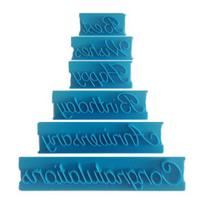 Nelipnus 6 vnt. / rinkinys Fondant Form Minkštas Plastikas Happy Birthday Torto dekoravimo Forma mėlyna