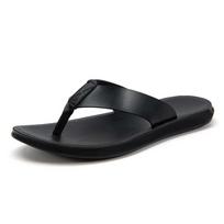 Fashion2024 New Italian Leather Flip-flops For Men Cool Beach Summer New Slippers Man Big Size 38-47 Light Flats Luxury Men's Shoes 38 juoda