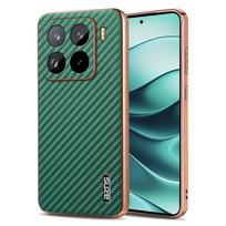 For Xiaomi 14 Mi 15 Ultra/Xiaomi 15 Mi 14 Pro Thin Leather Carbon Fiber Patterned Phone Case Protective Cover Xiaomi 14 žalia
